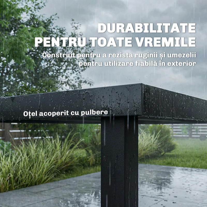 Outsunny Set Mese de Exterior cu Scaune Stivuibile, Gri
