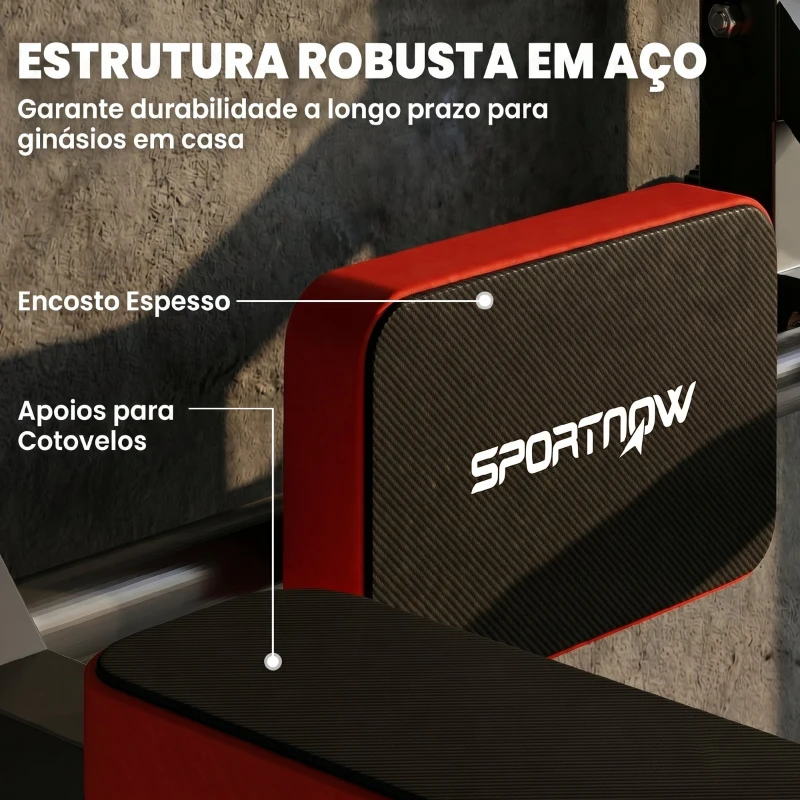 SPORTNOW Barra de Elevações de Parede 2 em 1 com Estação Multifuncional para Treino em Casa, Suporta 200 kg, Vermelho