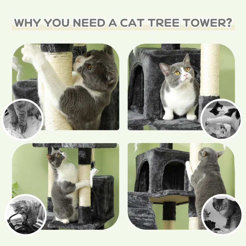 PawHut Cat Tree Scratching House, Activity Play Centre