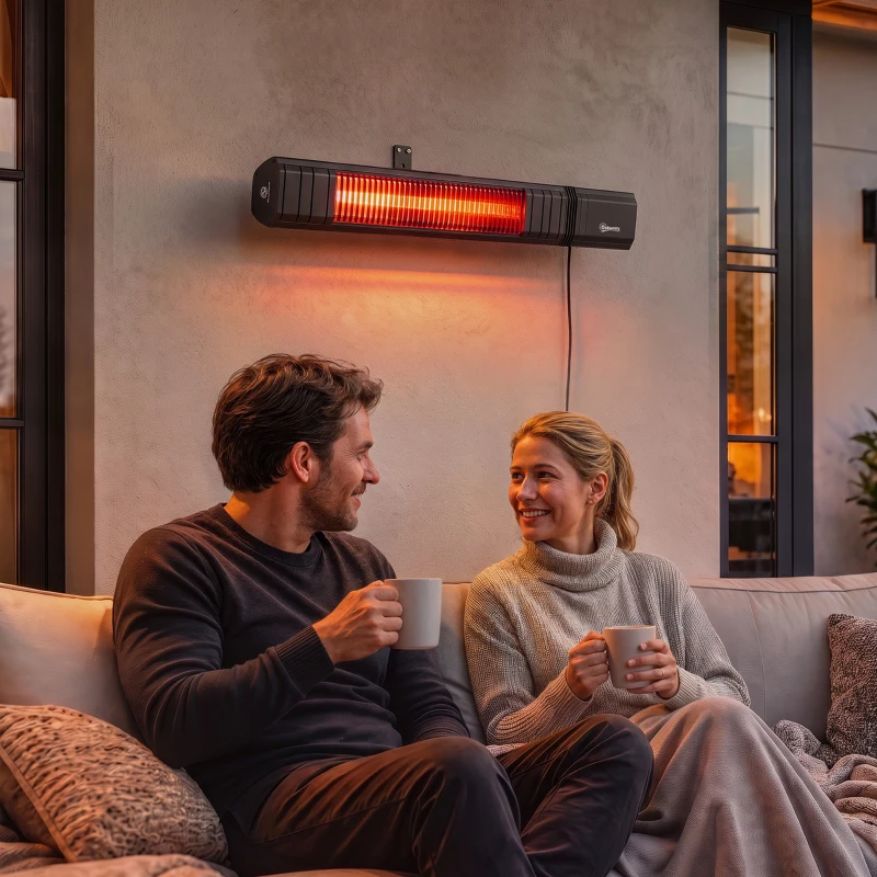 Outsunny 2000 W Electric Infrared Patio Heater, IP65 Outdoor Garden Heater with APP/Touch/Remote Control, 9 Heat Settings, Black