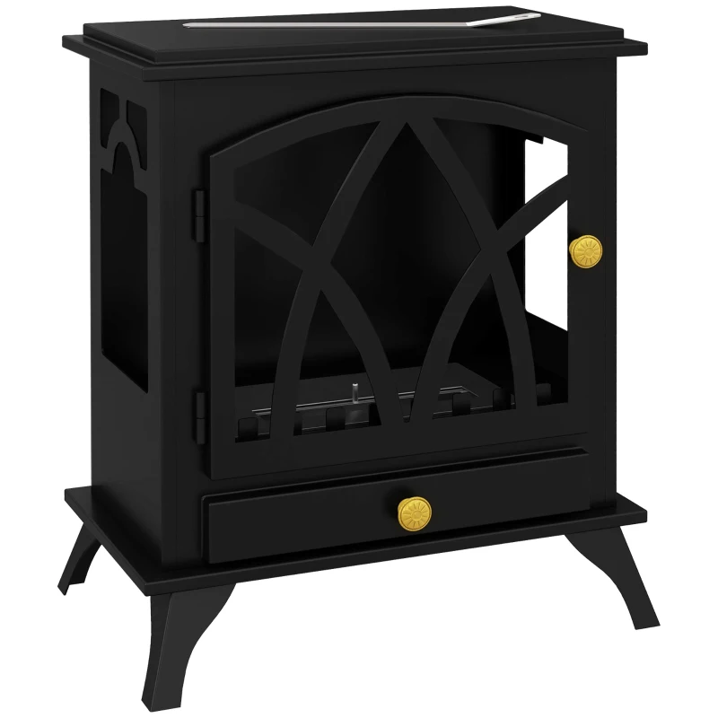 HOMCOM Șemineu pe Bioetanol de Podea cu Rezervor de 1.2L și Acoperire 25㎡, 45x28x54cm, Negru