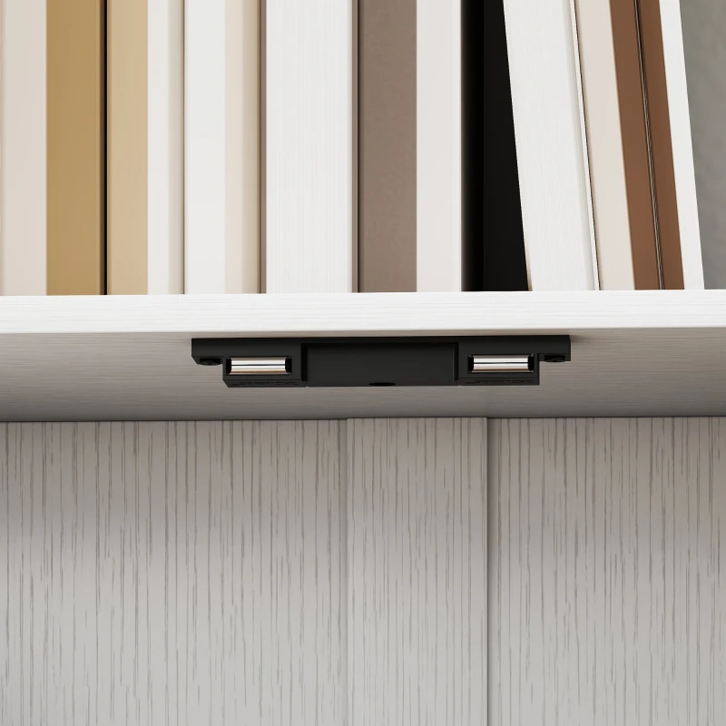 HOMCOM Estante de 5 Níveis em Forma de S Estante de Livros com 5 Prateleiras e 2 Portas 60x23,8x179,2 cm Branco