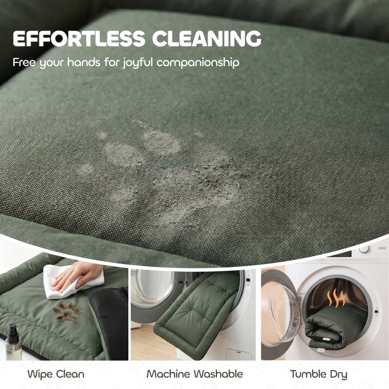 PawHut Waterproof Dog Bed, Foldable Pet Bed with Anti-Slip Bottom, Machine Washable for Large Dogs and Cats, 130 x 85 x 7 cm