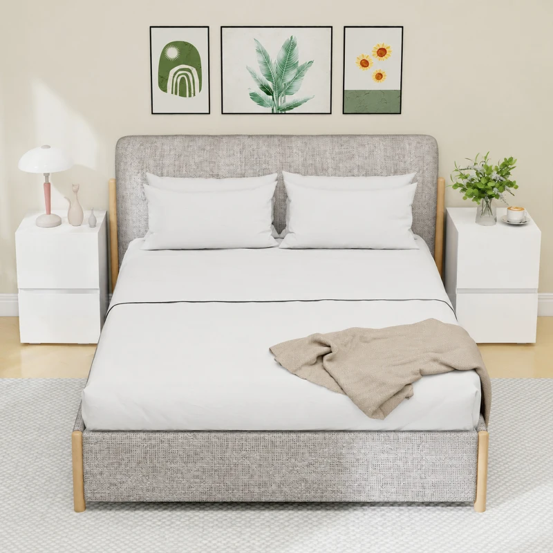 HOMCOM Set di 2 Comodini da Camera da Letto con 2 Cassetti, Capacità 30 kg, 40x40x58 cm, Bianco