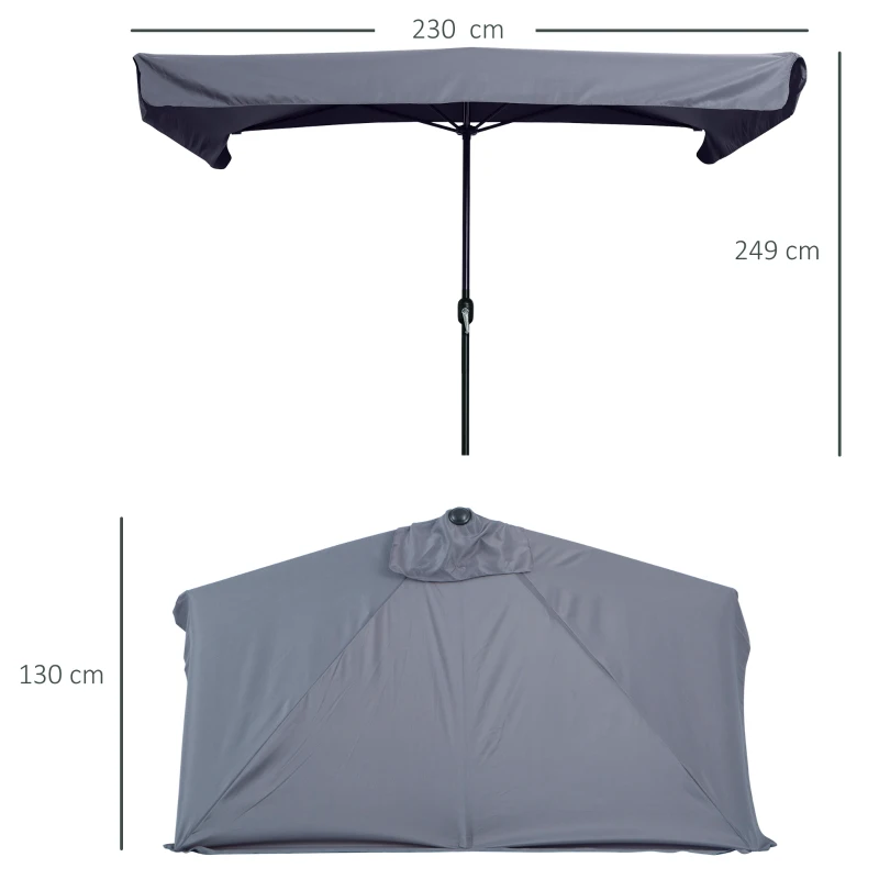 Outsunny Ombrellone Semicircolare da Parete 2.5x2.3m, con Apertura a Manovella, in Metallo e Poliestere, Grigio