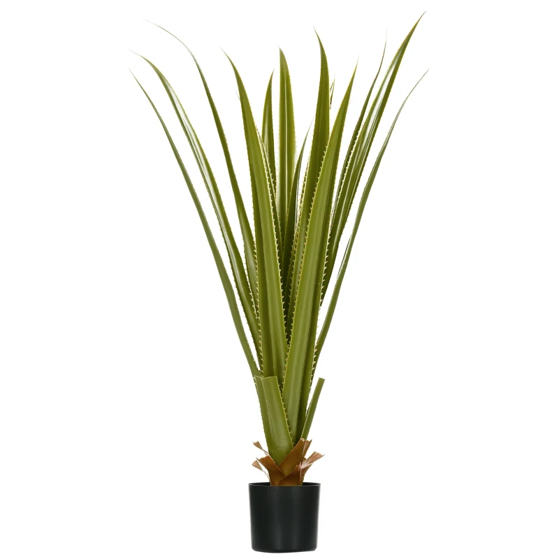 HOMCOM Artificial Plants Agave Succulent in Pot Desk Fake Plants for Home Indoor Outdoor Decor, 15x15x90cm, Green