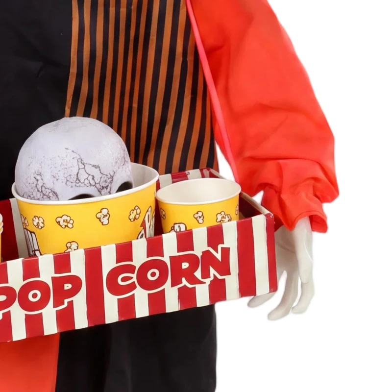 HOMCOM Geanimeerde Halloween-popcornclown met opspringend hoofd, griezelgeluid, kermismuziek en lichtgevende ogen