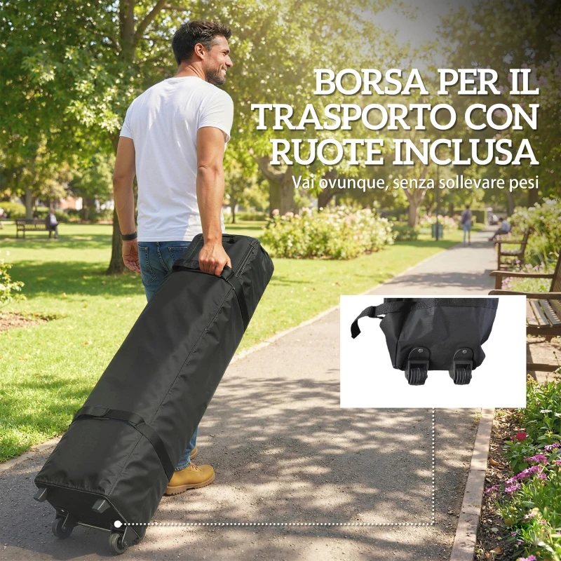 Outsunny Gazebo Pieghevole 3x3 m con Prese d'Aria, Sacchi di Sabbia e Borsa, in Tessuto Oxford e Metallo, Grigio Scuro