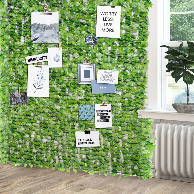 Outsunny Haie Artificiel lierre Brise-Vue décoration Rouleau 3L x 1,5H m Feuillage réaliste Anti-UV Vert