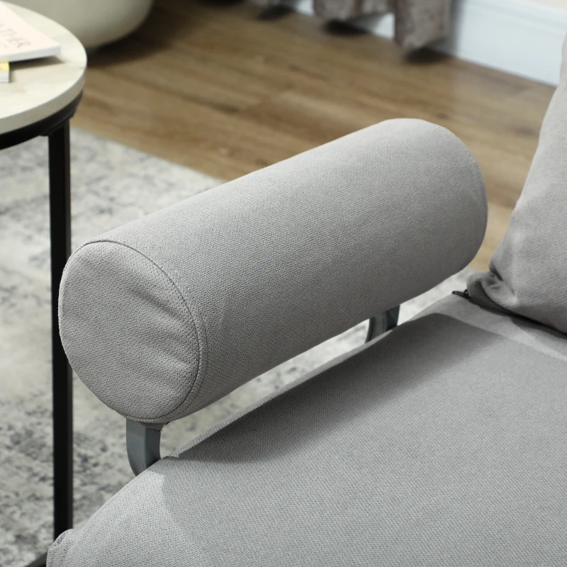 HOMCOM Single Sofa Bed, 3-in-1 Convertible Folding Chair Bed with Adjustable Backrest, Removable Armrests, Light Grey