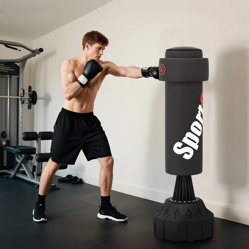 SPORTNOW Sac de box autoportant cu țintă reglabilă, bază umplibilă și ventuze, negru