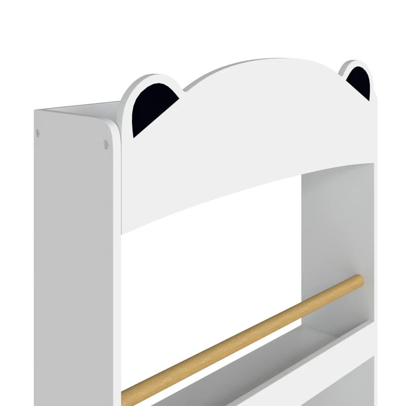AIYAPLAY Bibliothèque Murale Enfant à 4 Niveaux, Étagère à Livre 3-8 Ans, Meuble de Rangement pour Salle de Jeux, Salon, Blanc