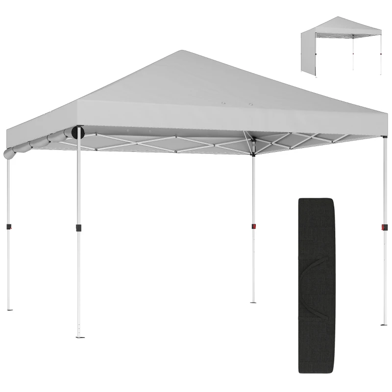 Outsunny Tenda Dobrável 3x3 m Pop-up com Parede Lateral Proteção UPF50+ Empurre Central Altura Ajustável Branco
