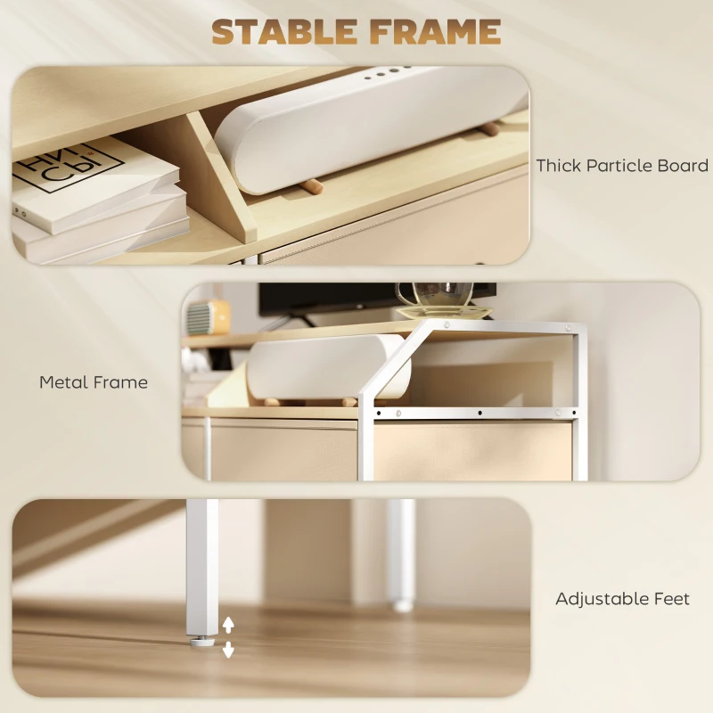 HOMCOM Industrial-Style TV Stand Cabinet - Natural Wood Finish
