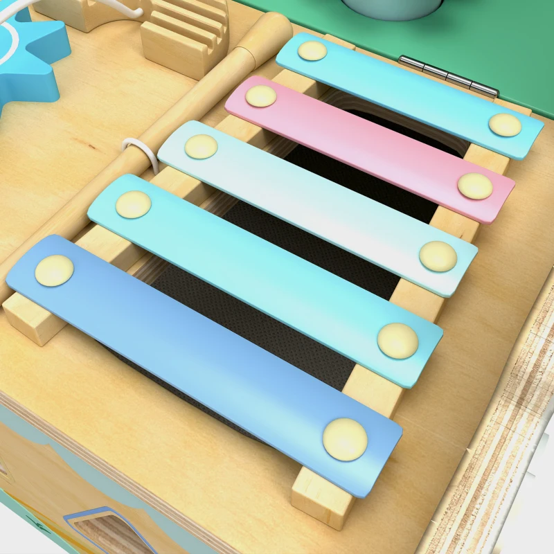 AIYAPLAY Baby Loopwagen met Wielen, Blokken en Opbergruimte, Montessori Activiteitencentrum, Groen, 1-3 Jaar