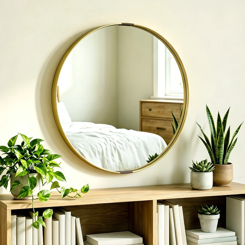 HOMCOM Round Wall Mirror 61 cm, Wall Mounted Bathroom Mirror with Tempered Safety Glass and Aluminium Alloy Frame, Gold Tone