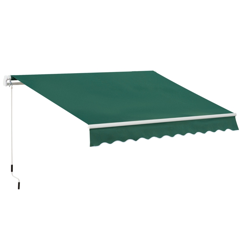 Outsunny Umbrelă de Soare cu Manivelă 3x2 m cu Unghi Reglabil, din Aluminiu, Oțel și Poliester Verde