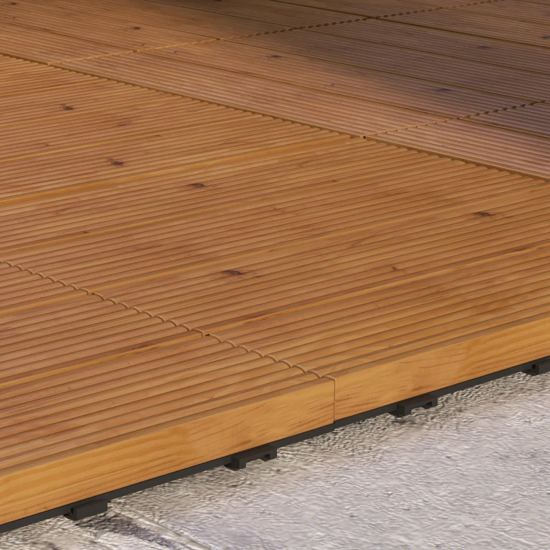 Outsunny Dalles terrasse - caillebotis - Lot de 12 pcs, Surface Max. 1,08 m²- emboîtables, Installation très Simple