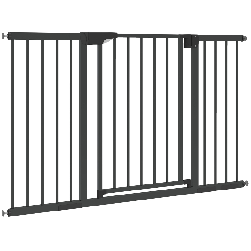 PawHut Barrière de sécurité pour chiens et bébés 76 à 130 cm avec extension fixation par pression sans perçage blanc
