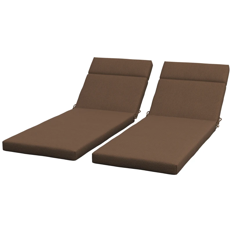 Outsunny Lot de 2 Matelas pour Chaise Longue transat Sangles d'attache pour Jardin MATELAS UNIQUEMENT 196L x 55l cm Marron