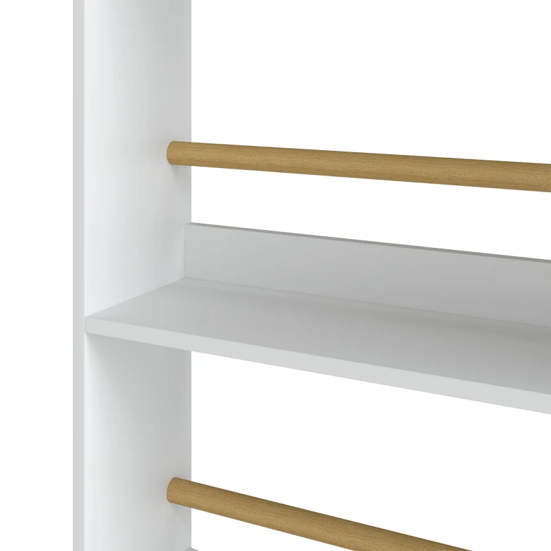AIYAPLAY Kinderboekenkast, wandgemonteerd boekenrek met 4 vakken, berenvormig ontwerp, 50 x 15 x 97 cm, wit