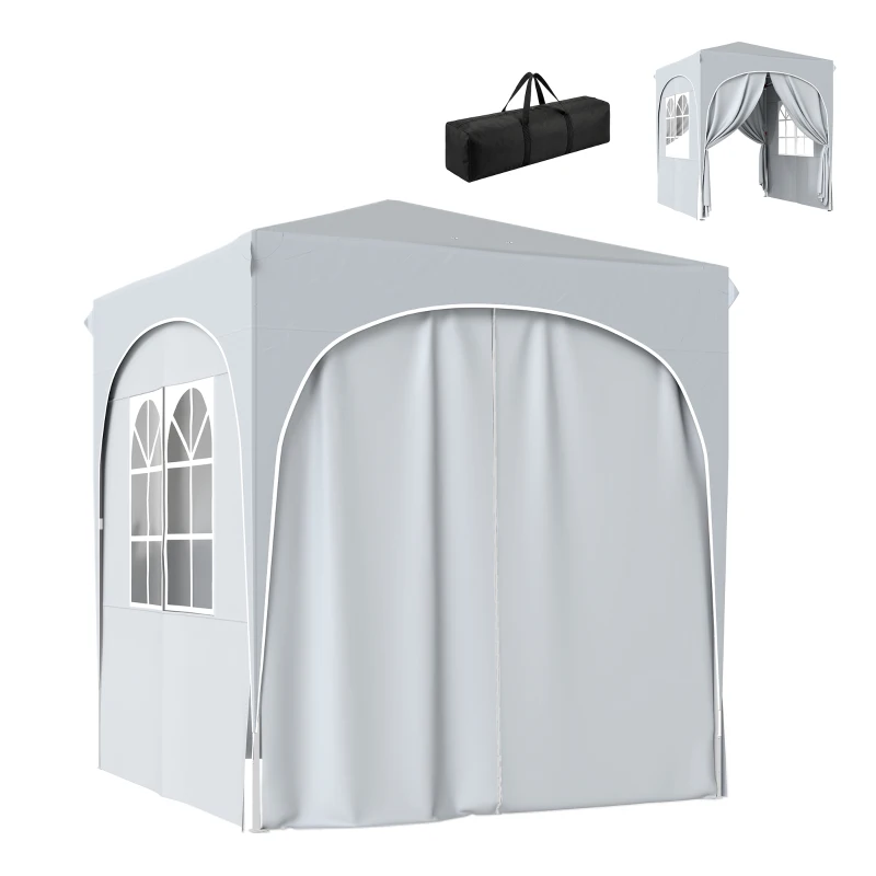 Outsunny Pavilion pliabil 2x2 m, reglabil, cu 4 pereți laterali, din metal și țesătură Oxford gri deschis