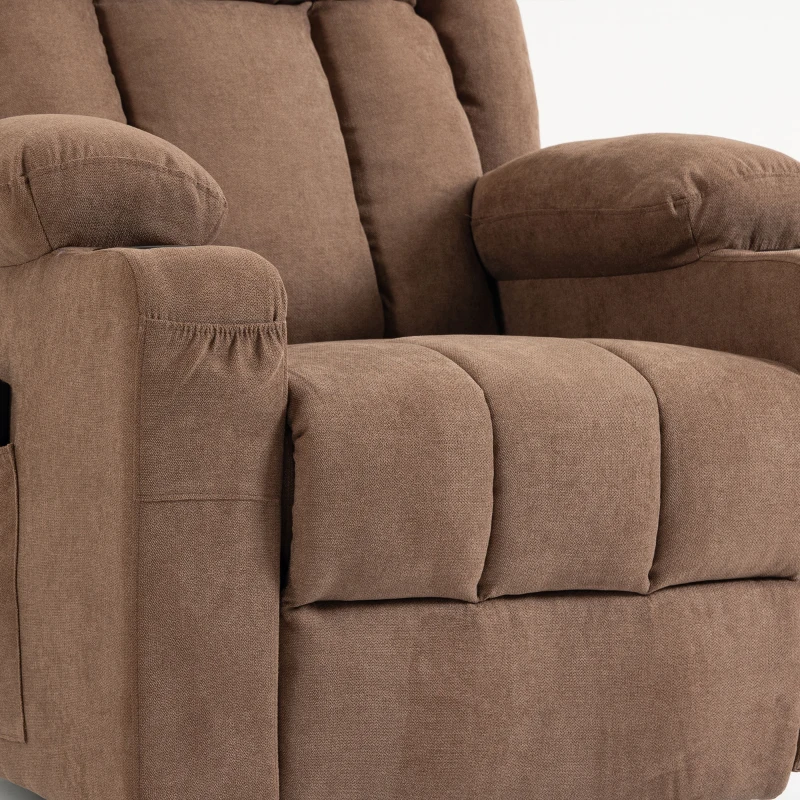 HOMCOM Dual Motor Recliner Chair, 55° Electric Lift Chair for Elderly, Recliner Armchair with Massage and Heat, Brown