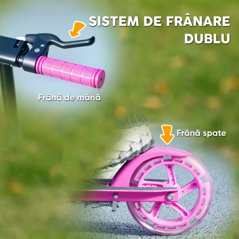 AIYAPLAY Trotinetă pentru Copii 3-8 Ani cu roți Luminoase, Roz