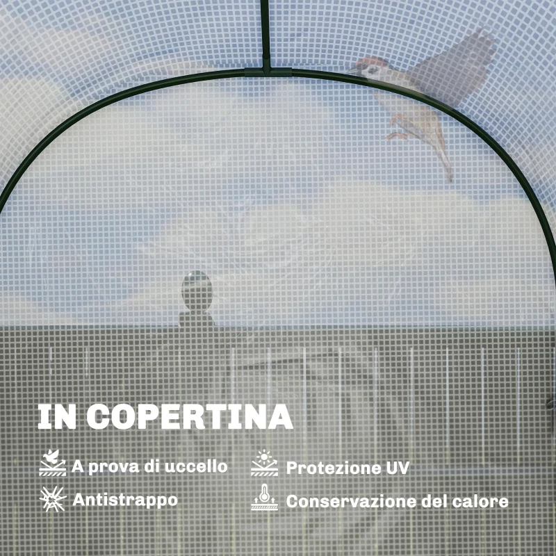 Outsunny Serra da Giardino con Scaffali a 2 Livelli e Porta Avvolgibile, in Acciaio e PE, 123x187x189 cm, Bianco
