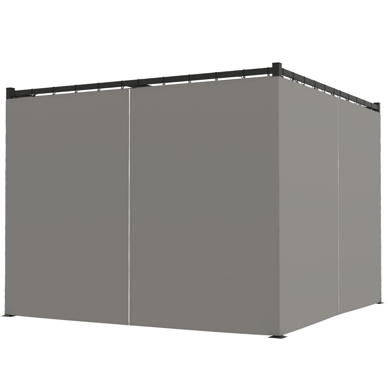 Outsunny Pergola da Giardino con Tetto Retrattile e Tende, in Metallo e Poliestere, 300x300x227 cm, Grigio Chiaro