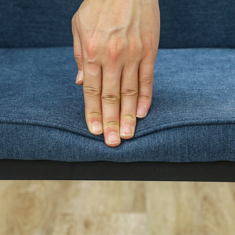 HOMCOM Conjunto de 2 Sillas de Comedor con Tapizado de Terciopelo Sintético Respaldo Curvo y Patas de Acero 45x57x86 cm Azul
