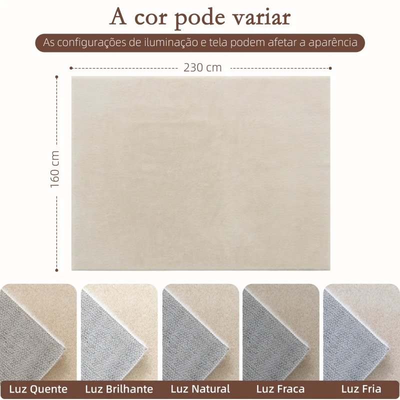 HOMCOM Tapete para Sala de Estar 230x160 cm Tapete Lavável à Máquina Pelo Longo Macio Estilo Moderno Creme