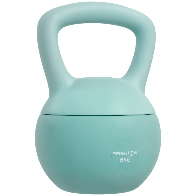 SPORTNOW Kettlebell 6 kg haltère avec poignée antidérapante pour fitness musculation cardio, 19 x 19 x 28 cm vert