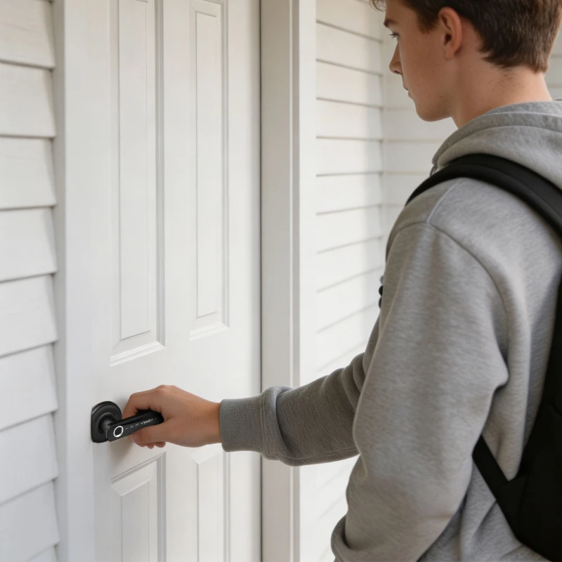 HOMCOM Cerradura de Puerta Inteligente, 5 Accesos por Huella, Código, Tarjeta NFC, Aplicación Tuya/Smart Life y Llave, Negro