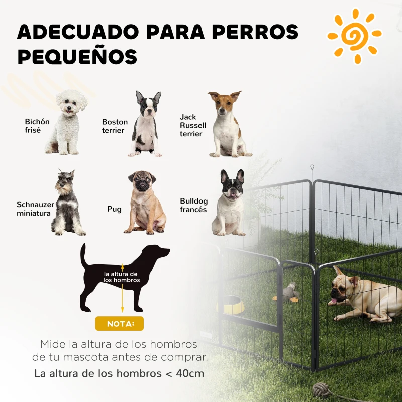 PawHut Parque para Perros de 6 Paneles de 60 cm de Altura con Puerta para Interior y Exterior Negro