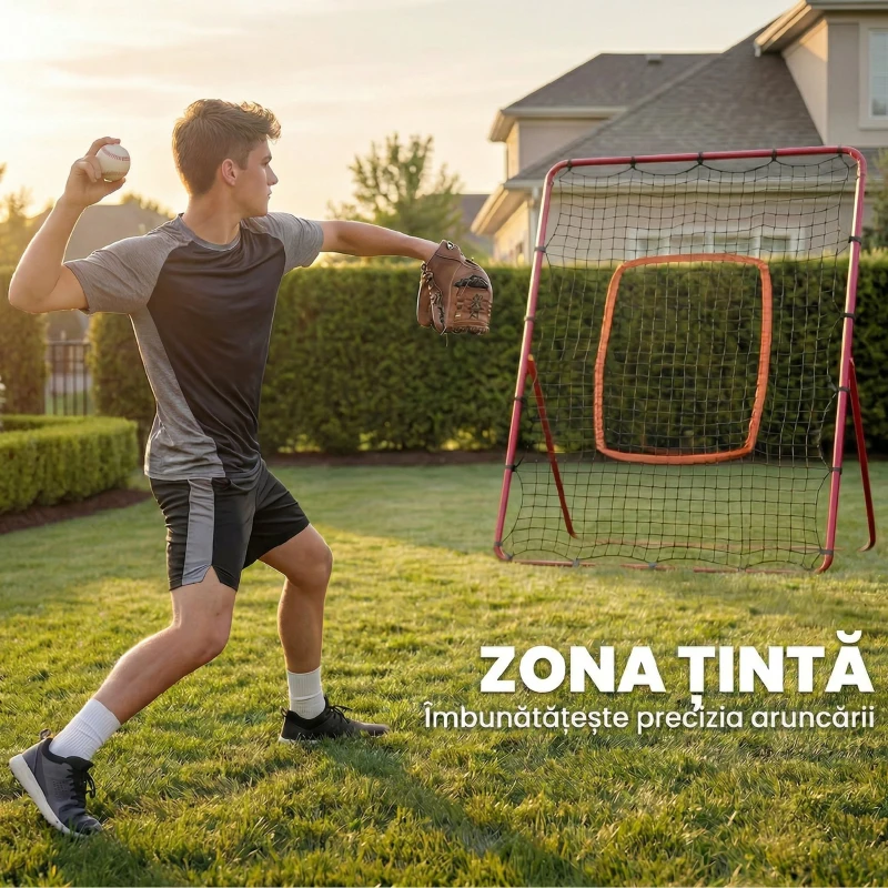 SPORTNOW Plasă Mare de Rebound cu Zonă Țintă, Neagră