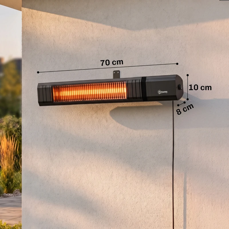 Outsunny 2000 W Electric Infrared Patio Heater, IP65 Outdoor Garden Heater with APP/Touch/Remote Control, 9 Heat Settings, Black
