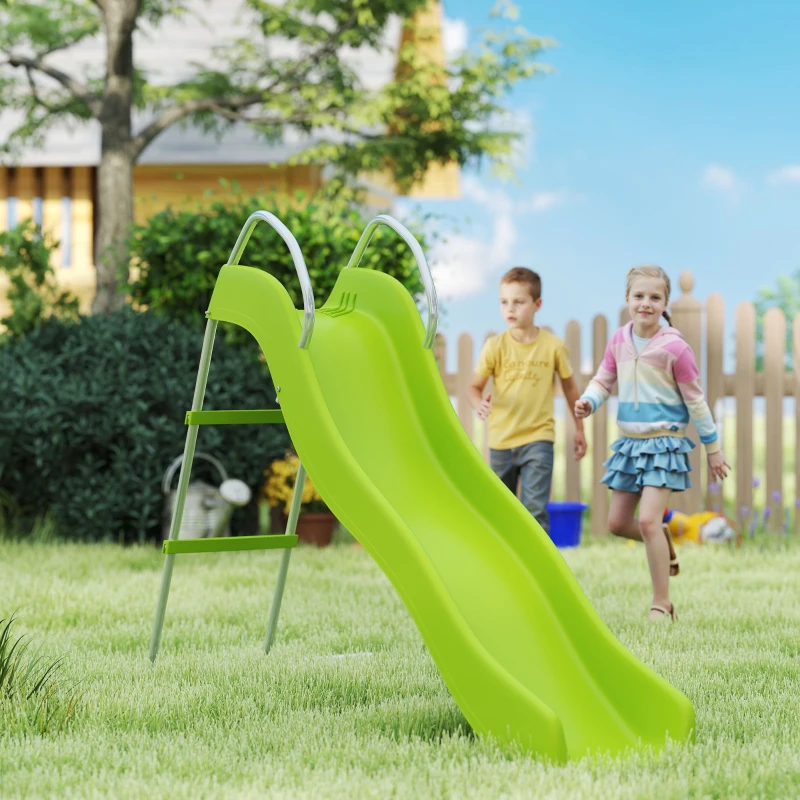 AIYAPLAY Freestanding Kids Slide with Climbing Ladder, Outdoor Playground Equipment for Ages 3-8 Years, Green