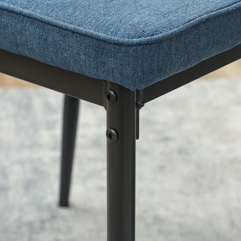 HOMCOM Conjunto de 2 Sillas de Comedor con Tapizado de Terciopelo Sintético Respaldo Curvo y Patas de Acero 45x57x86 cm Azul
