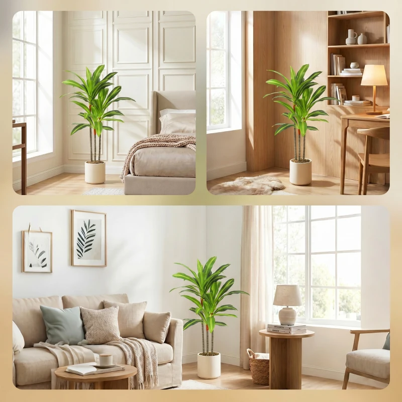 HOMCOM 90cm Lifelike Fake Tree, Artificial Dracaena Tree with Bendable Trunks, Green