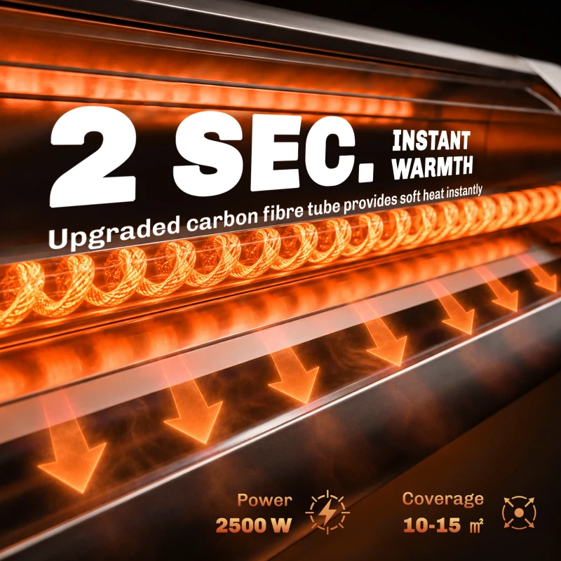 Outsunny 2500 W Electric Infrared Patio Heater, IP65 Outdoor Garden Heater with Tripod, 3 Heat Settings, 24H Timer, Black