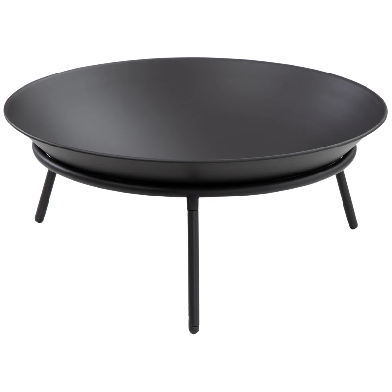 Outsunny Brasero de Exterior para Jardín Pozo de Fuego de Metal con Atizador para Patio Terraza Ø47x21 cm Negro