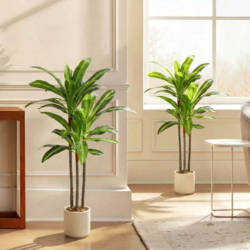 HOMCOM 90cm Lifelike Fake Tree, Artificial Dracaena Tree with Bendable Trunks, Green