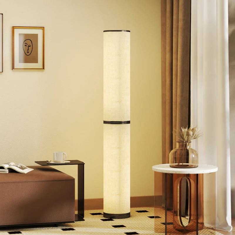 HOMCOM Lampă de Podea cu Telecomandă și Reglare Temperatură 3000-6000K, Abajur Textil, Ø20x135 cm, Bej