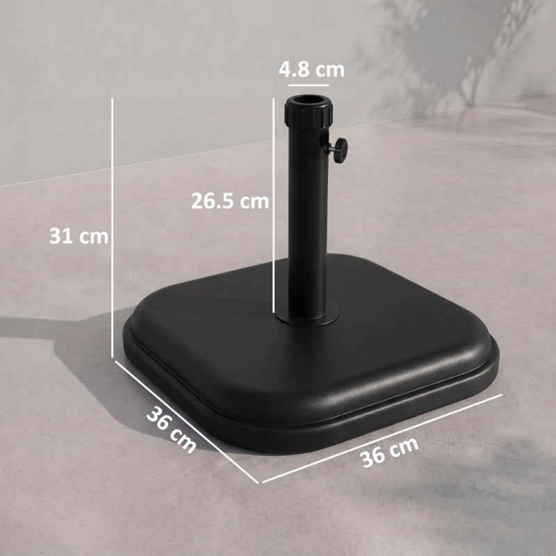 Outsunny Base per Ombrellone da Giardino in Plastica e Cemento da 11kg, 36x36x31cm, Nero