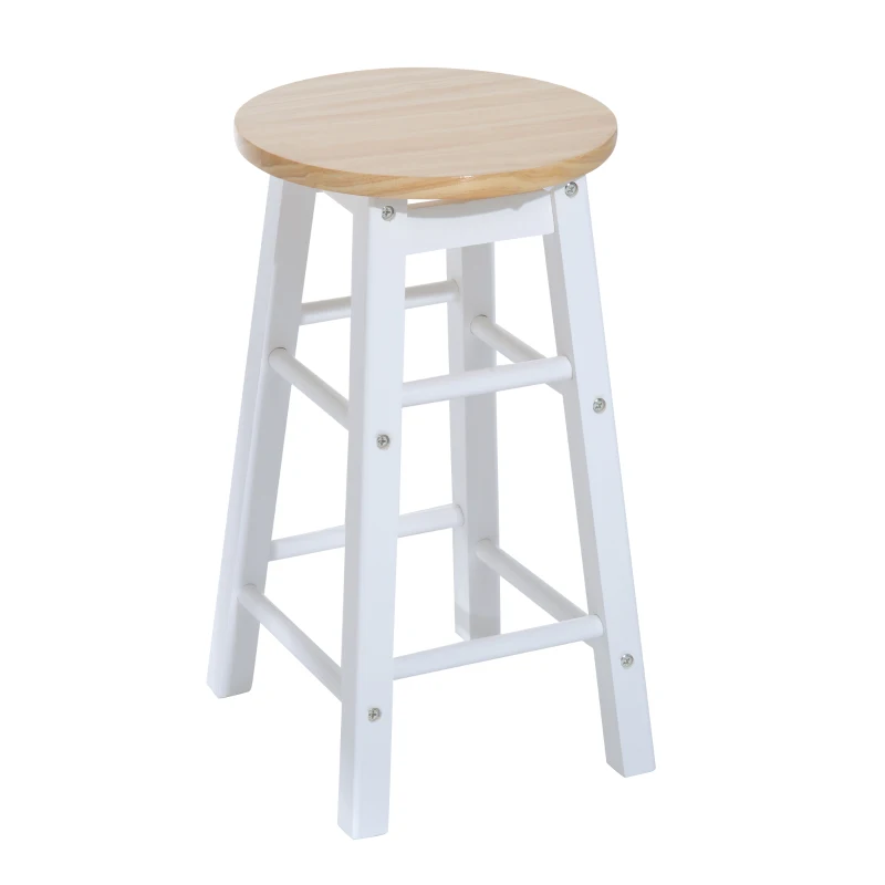 HOMCOM 3 Pieces Dining Room Set, Mobile Foldable Dining Table and 2 Stools with Storage Shelf, 2 Drawers and 6 Wheels, Drop Leaf Bar Table and Stools for Home Kitchen Pub, White