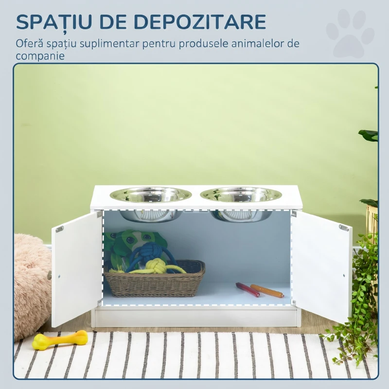 Pawhut Boluri inaltate Caini – Cu Dulap Depozitare 44L & Suport Stabil