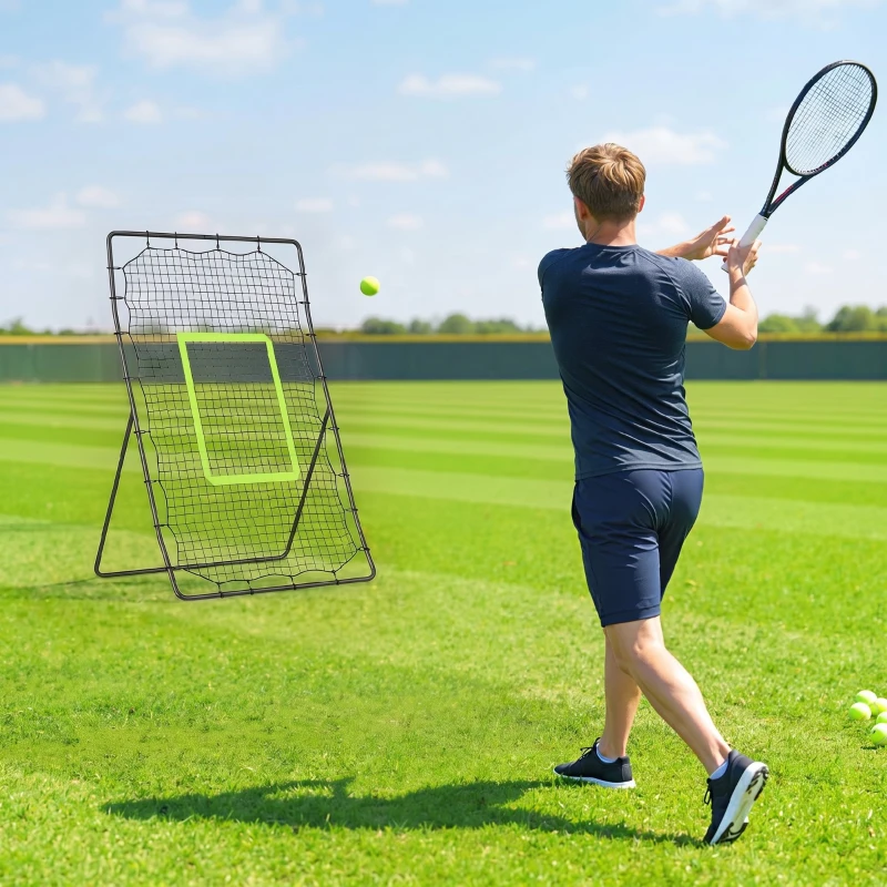 HOMCOM Rebounder pliabil pentru fotbal și baseball cu zonă de precizie, din PE și metal, 123x90x174 cm, negru
