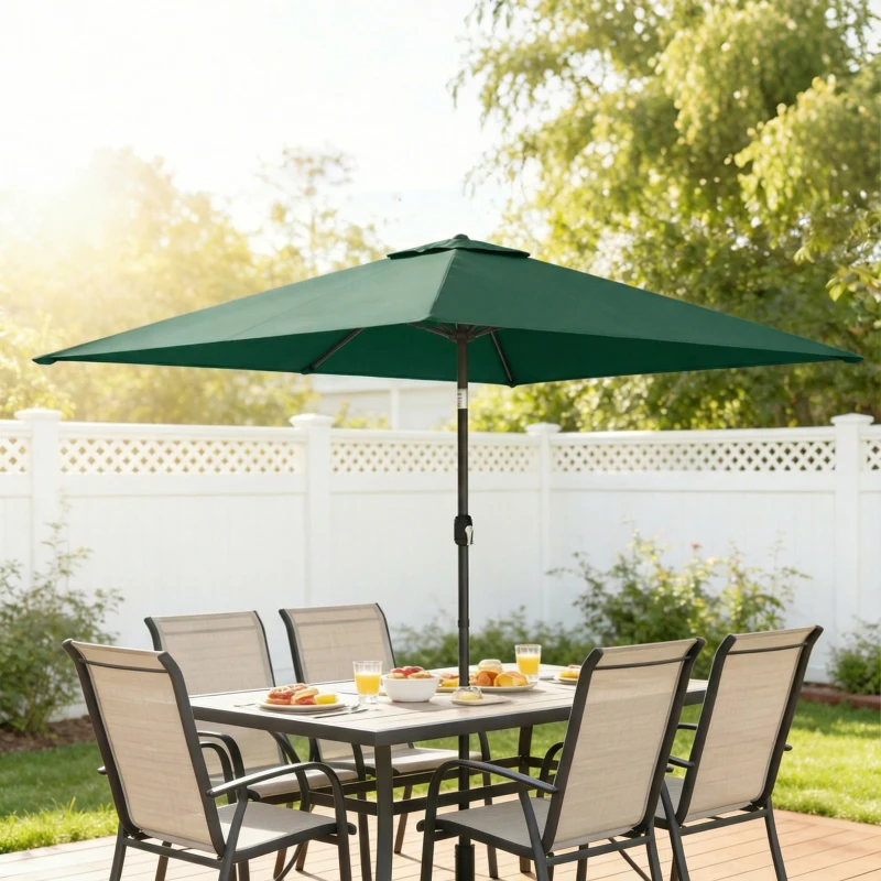 Outsunny Garden Parasol, Parasol Umbrella with Crank Handle, Tilt Function, Polyester Canopy, Green