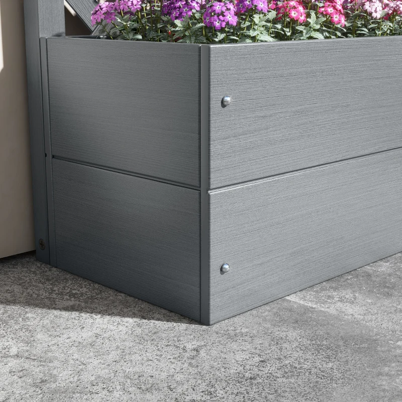 Outsunny Fioriera con Grigliato Posteriore e Fessura di Drenaggio, in Legno Composito, 65x33.5x135 cm, Grigia